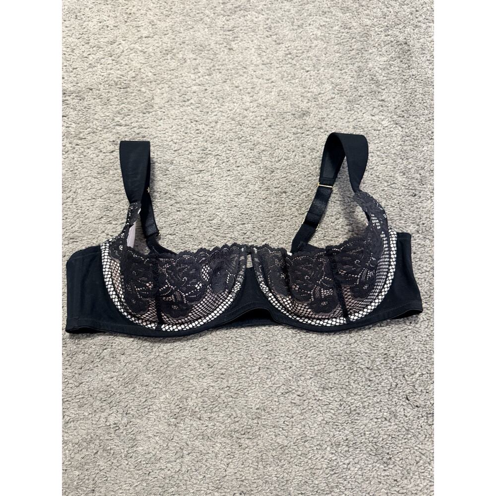 Cacique Women's Bra 42DD Quarter Cup Black Underwire